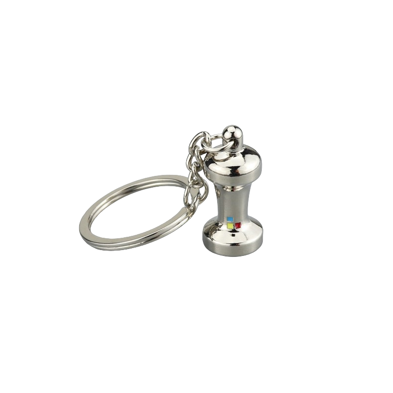 Llavero Miniatura de Tamper de Café Color Plata para Baristas