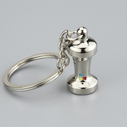 Llavero Miniatura de Tamper de Café Color Plata para Baristas