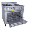 Estufa Comercial 4 Quemadores, Plancha y Horno