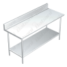 Mesa de Tajo con Lambrín CON Entrepaño - 2.40 X 0.70 X 0.90    Acero Inoxidable Tipo 441