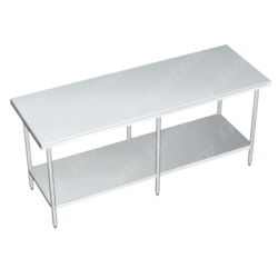 Mesa de Tajo en Isla  CON Entrepaño - 2.00 X 0.70 X 0.90    Acero Inoxidable Tipo 304
