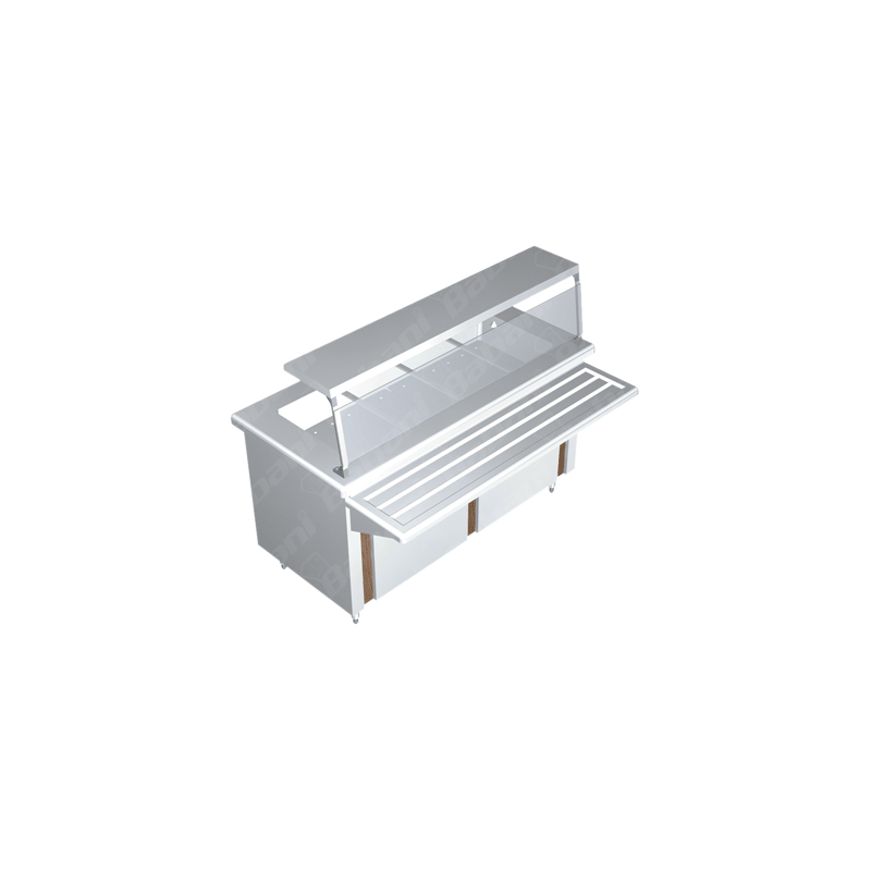 Gabinete Baño María a Gas para 2 Insertos - 0.90 x 0.70 x 0.90   Acero Inoxidable Tipo 441