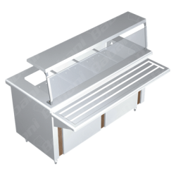 Gabinete Baño María a Gas para 5 Insertos - 1.80 X 0.70 X 0.90   Acero Inoxidable Tipo 441