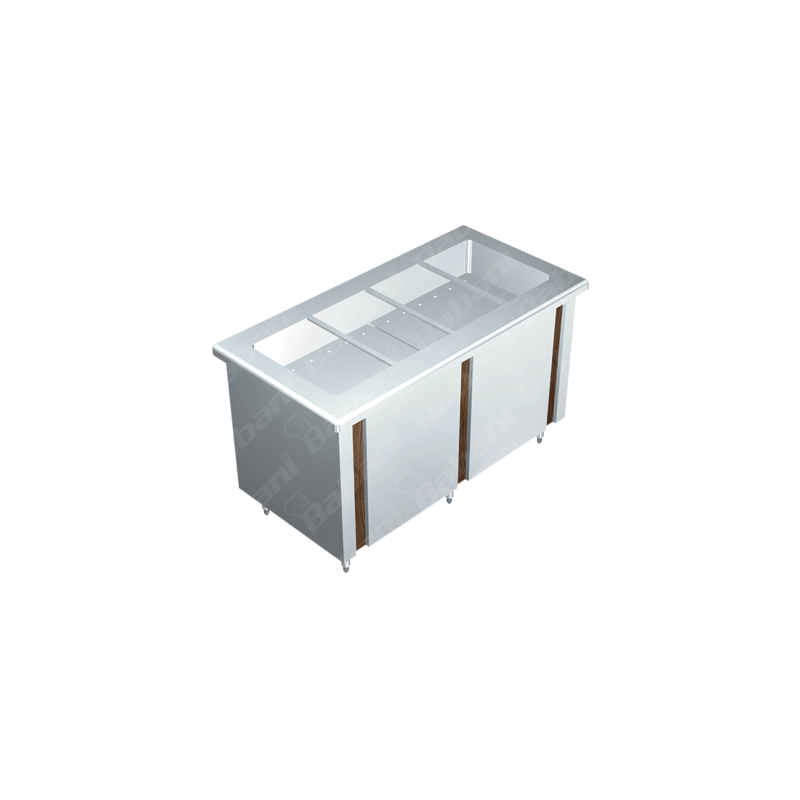 Gabinete en Isla con Baño María a Gas - 1.20 X 0.70 X 0.90   Acero Inoxidable Tipo 304