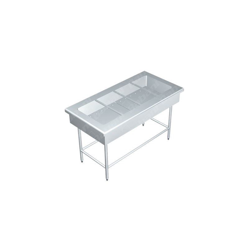 Mesa con Tina Fría a Hielo - 0.90 X 0.70 X 0.90   Acero Inoxidable Tipo 441