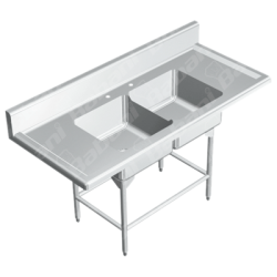 Fregadero Doble p/Lavado de Verduras SIN Entrepaño - 1.20 X 0.70 X 0.90   Acero Inoxidable Tipo 304