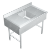 Fregadero Sencillo para Cristalería - 1.50 X 0.65 X 0.75   Acero Inoxidable Tipo 304