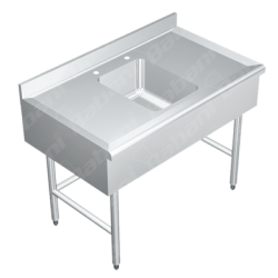 Fregadero Sencillo para Cristalería - 1.50 X 0.65 X 0.75   Acero Inoxidable Tipo 441
