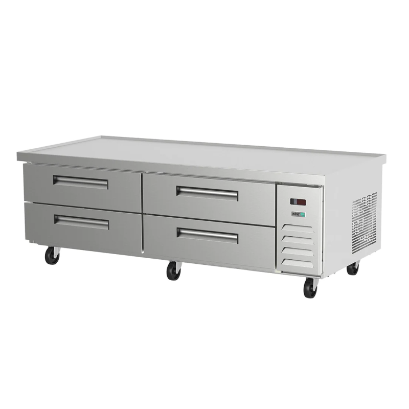 Base de Chef Refrigerada Asber ACBR-72 con 4 Cajones GN-1/1 – Cubierta con Borde Antiderrame
