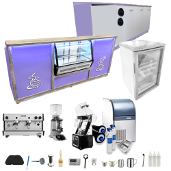 Barra Cafeteria Vita 2.40mts, Cafetera NUOVA NERA 2, Semiautomatica, Licuadora K80 Vitrina...