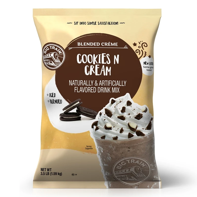 Polvo Big Train Cookies & Cream – Bolsa de 1.59 kg (3.5 LBS)