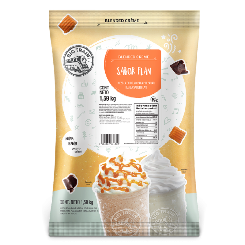 Polvo Big Train Sabor Flan para Bebidas – Blended Crème 1.59 kg (3.5 LBS)